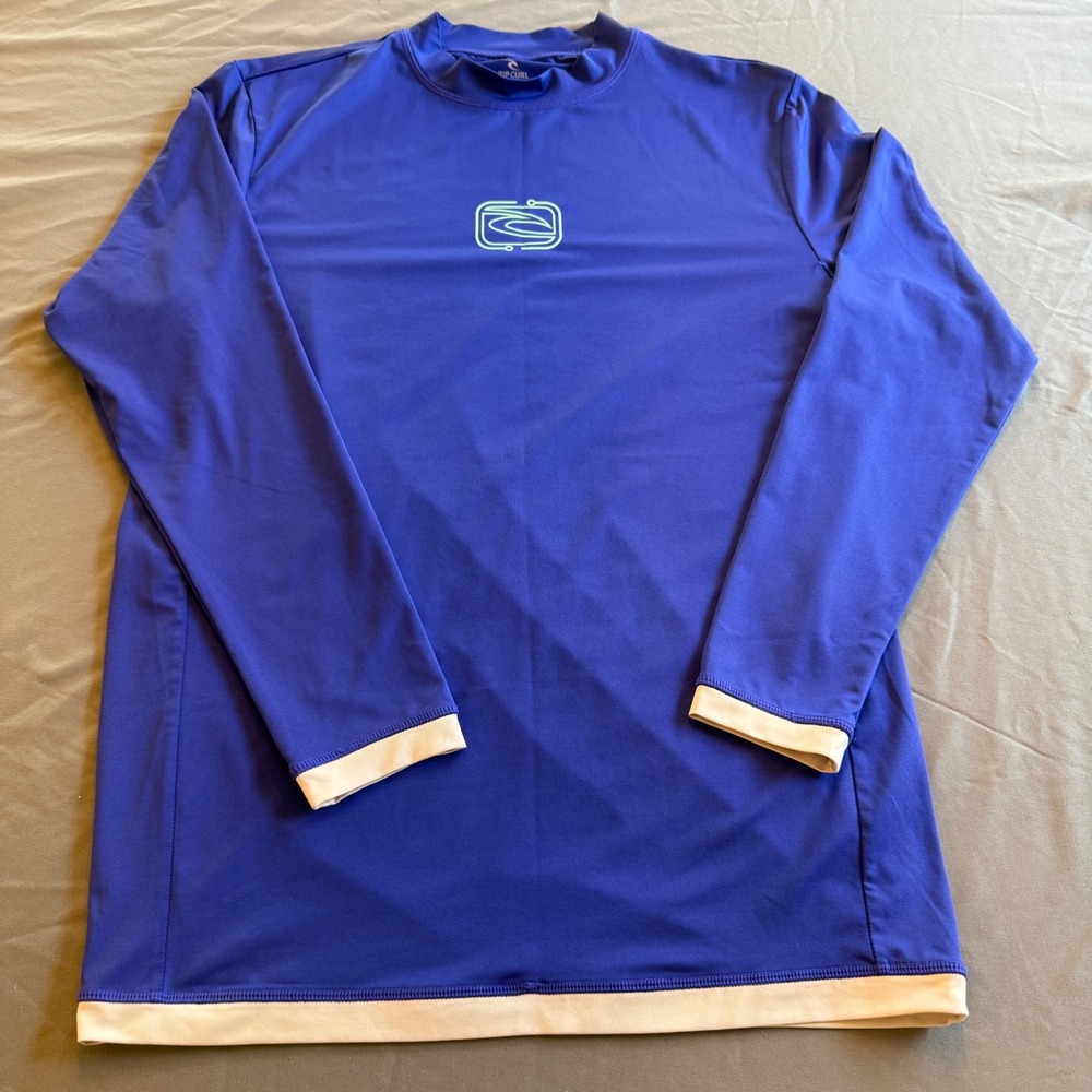 Rip Curl Rash Guard Long Sleeve Mens XXL Blue Purple UPF 50+